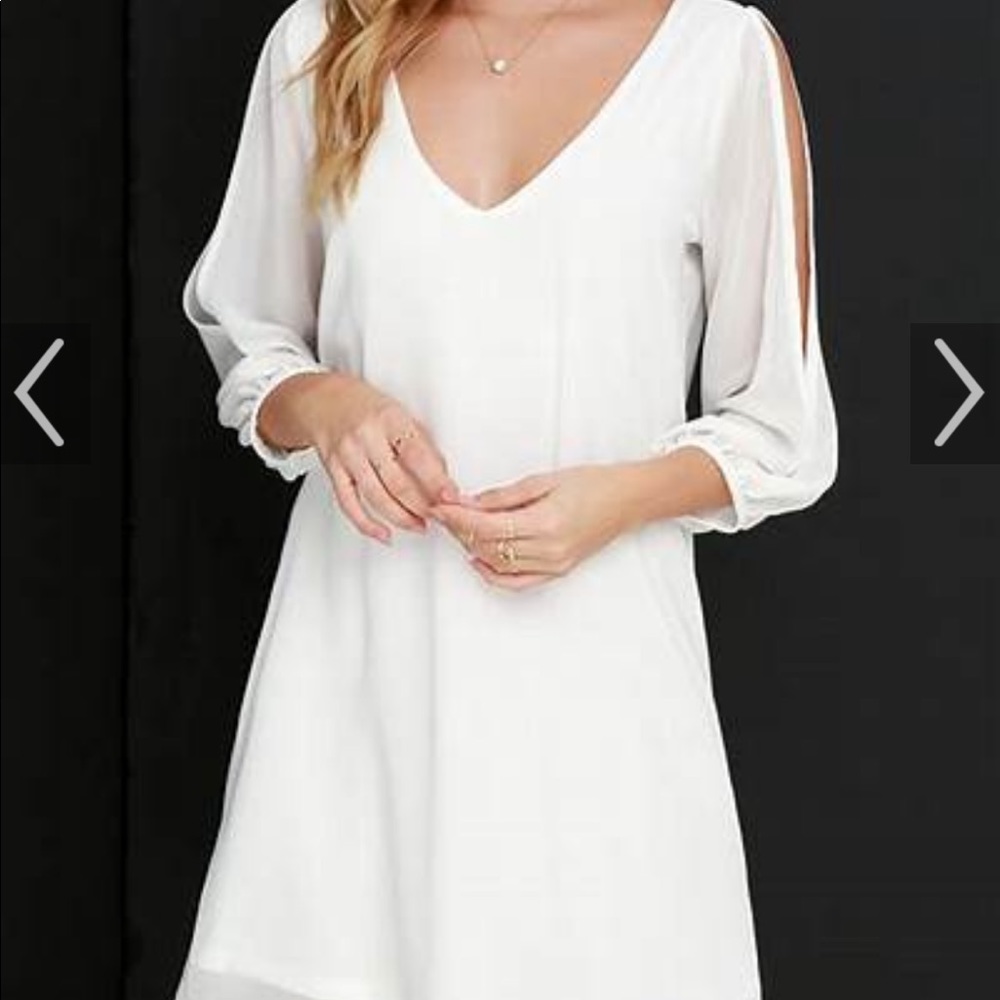 Lulus white shift dress size small